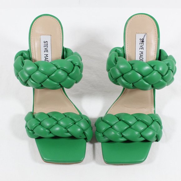 Steve Madden Kenley Braided Stiletto Slides - Green 7M FITS LIKE 6-6.5 - Picture 3 of 3